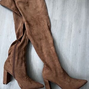 Brown Suede Over-the-Knee Boots